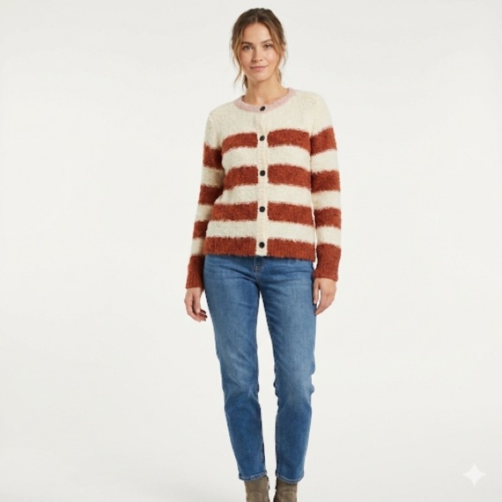 Maison Scotch wool alpaca striped cardigan cozy knit size 2